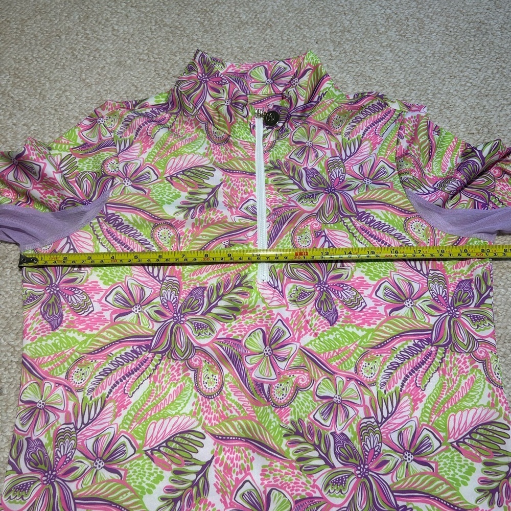 Stella Parker Women's Floral Print Golf 1/4 Zip Pullover Medium mesh sleeves - Picture 10 of 11